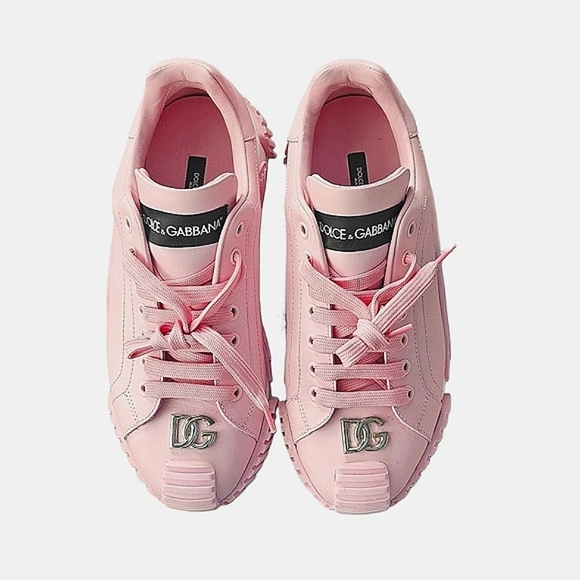 DOLCE & GABBANA NS1 Pink Sneakers With Metal Logo - Picture 1 of 12
